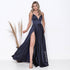 VESTIDO ALCINHA COM DECOTE FENDA LISO VESTIDO DE FESTA PETRA FINA